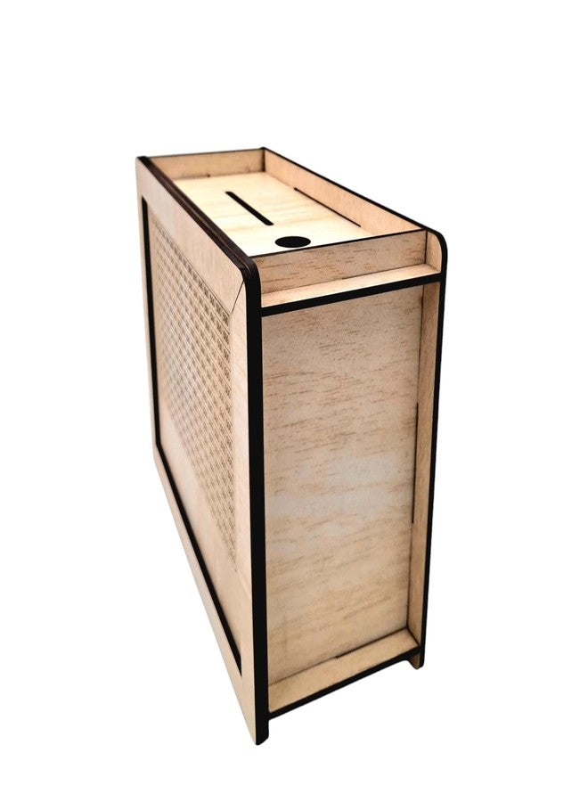 Nispruhay Wooden Money Piggy Bank Gullak Coin Box with Carved Design Savings Box Mini Bank Donation Box Smart Money Cash Coin Saving Box (White Wooden) - Image 2